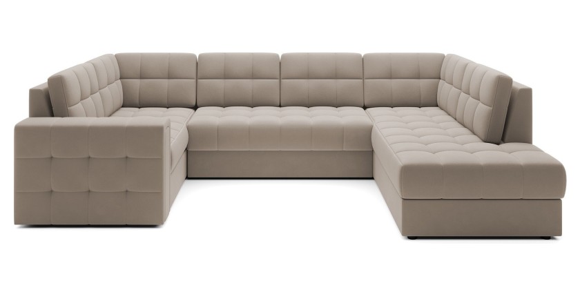 Canapé d’angle convertible MONTEZA beige 299 cm avec coffre et couchage 
