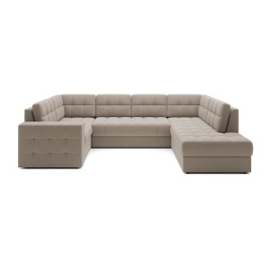 Canapé d’angle convertible MONTEZA beige 299 cm avec coffre et couchage 