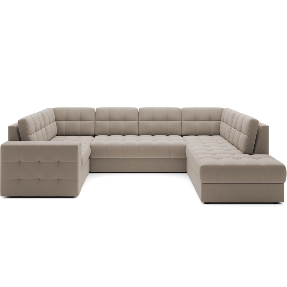 Canapé d’angle convertible MONTEZA beige 299 cm avec coffre et couchage 