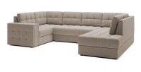 Canapé d’angle convertible MONTEZA beige 299 cm avec coffre et couchage 