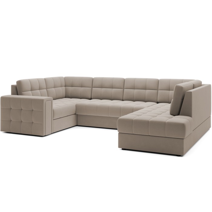 Canapé d’angle convertible MONTEZA beige 299 cm avec coffre et couchage 