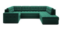 Canapé d’angle convertible MONTEZA vert 299 cm avec coffre et couchage 