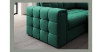 Canapé d’angle convertible MONTEZA vert 299 cm avec coffre et couchage 
