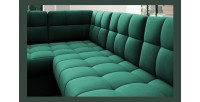 Canapé d’angle convertible MONTEZA vert 299 cm avec coffre et couchage 
