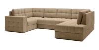 Canapé d’angle convertible MONTEZA marron clair 299 cm avec coffre et couchage 