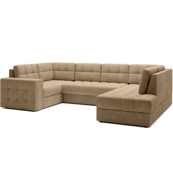 Canapé d’angle convertible MONTEZA marron clair 299 cm avec coffre et couchage 