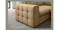 Canapé d’angle convertible MONTEZA marron clair 299 cm avec coffre et couchage 