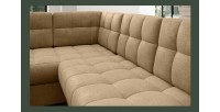 Canapé d’angle convertible MONTEZA marron clair 299 cm avec coffre et couchage 