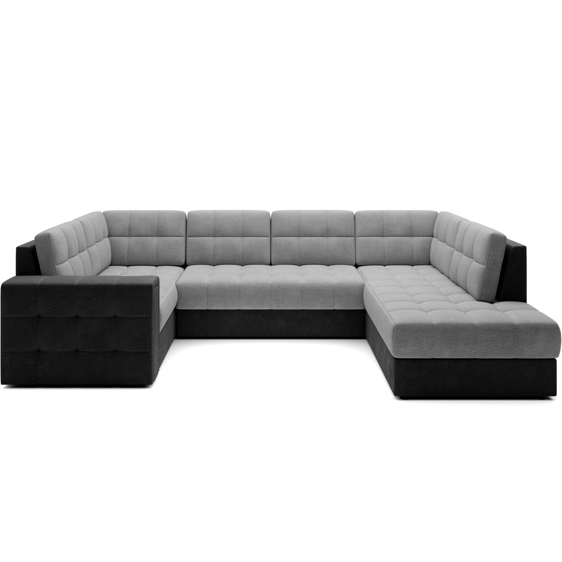 Canapé d’angle convertible MONTEZA noir et gris 299 cm avec coffre et couchage 