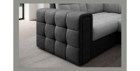 Canapé d’angle convertible MONTEZA noir et gris 299 cm avec coffre et couchage 