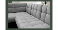 Canapé d’angle convertible MONTEZA noir et gris 299 cm avec coffre et couchage 