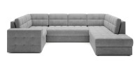 Canapé d’angle convertible MONTEZA gris 299 cm avec coffre et couchage 