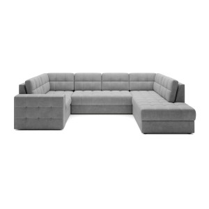 Canapé d’angle convertible MONTEZA gris 299 cm avec coffre et couchage 
