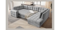 Canapé d’angle convertible MONTEZA gris 299 cm avec coffre et couchage 