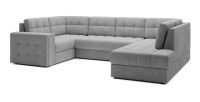 Canapé d’angle convertible MONTEZA gris 299 cm avec coffre et couchage 