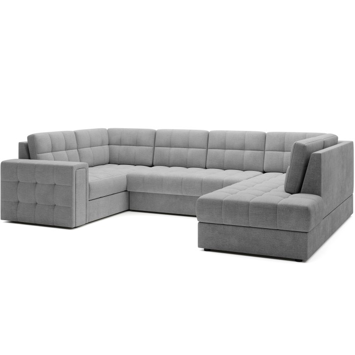 Canapé d’angle convertible MONTEZA gris 299 cm avec coffre et couchage 