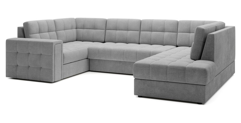 Canapé d’angle convertible MONTEZA gris 299 cm avec coffre et couchage 