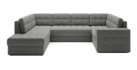 Canapé d’angle convertible MONTEZA gris gauche 299 cm avec coffre et couchage 