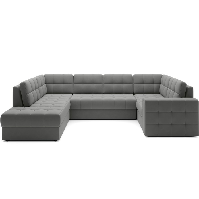 Canapé d’angle convertible MONTEZA gris gauche 299 cm avec coffre et couchage 