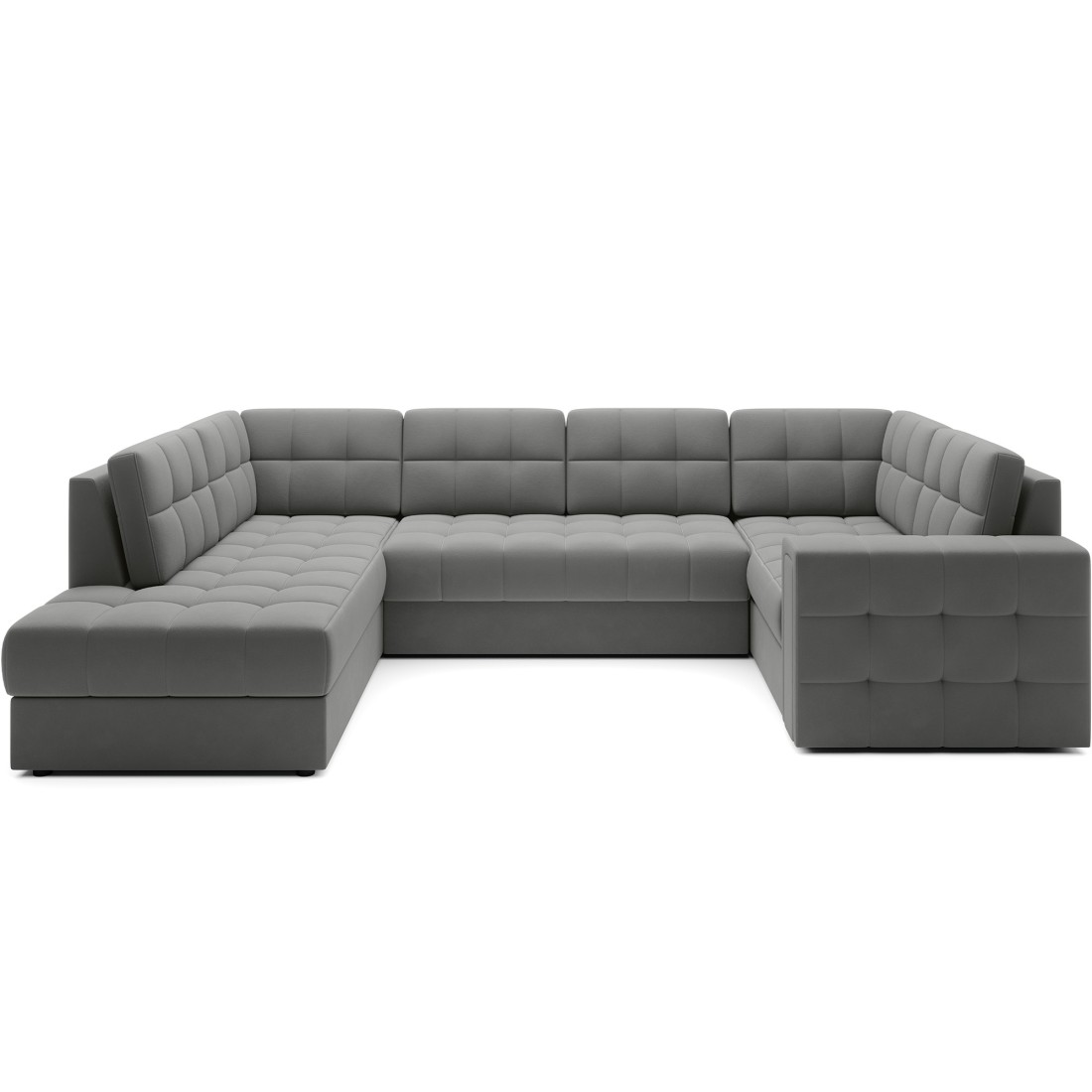 Canapé d’angle convertible MONTEZA gris gauche 299 cm avec coffre et couchage 