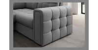 Canapé d’angle convertible MONTEZA gris gauche 299 cm avec coffre et couchage 