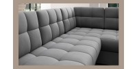 Canapé d’angle convertible MONTEZA gris gauche 299 cm avec coffre et couchage 