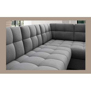 Canapé d’angle convertible MONTEZA gris gauche 299 cm avec coffre et couchage 