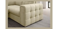 Canapé d’angle convertible MONTEZA beige gauche 299 cm avec coffre et couchage 