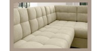 Canapé d’angle convertible MONTEZA beige gauche 299 cm avec coffre et couchage 