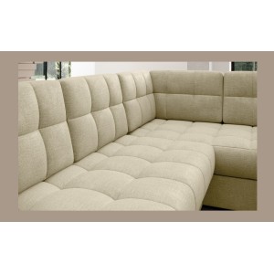 Canapé d’angle convertible MONTEZA beige gauche 299 cm avec coffre et couchage 