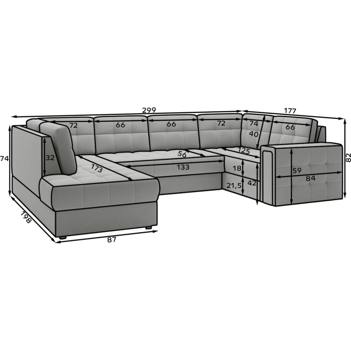 Canapé d’angle convertible MONTEZA marron clair gauche 299 cm avec coffre et couchage 