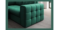 Canapé d’angle convertible MONTEZA vert gauche 299 cm avec coffre et couchage 
