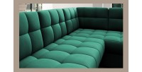 Canapé d’angle convertible MONTEZA vert gauche 299 cm avec coffre et couchage 
