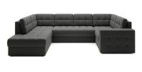 Canapé d’angle convertible MONTEZA gris foncé gauche 299 cm avec coffre et couchage 