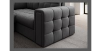 Canapé d’angle convertible MONTEZA gris foncé gauche 299 cm avec coffre et couchage 