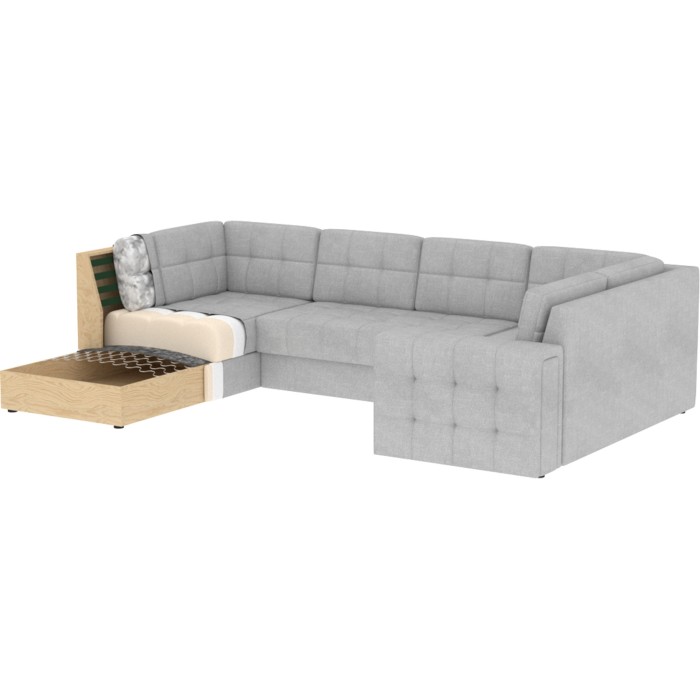 Canapé d’angle convertible MONTEZA gris foncé gauche 299 cm avec coffre et couchage 