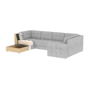 Canapé d’angle convertible MONTEZA gris foncé gauche 299 cm avec coffre et couchage 