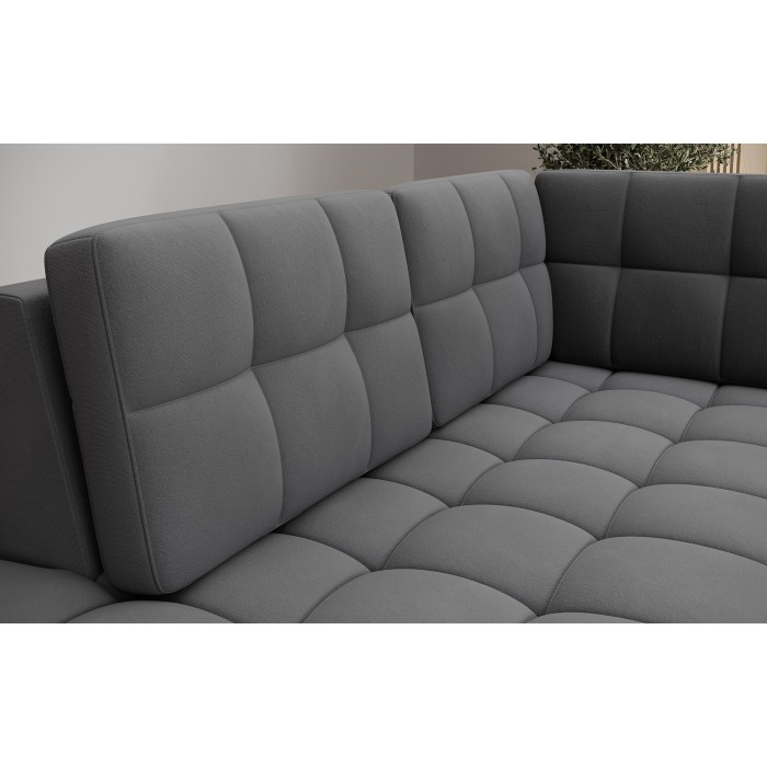 Canapé d’angle convertible MONTEZA gris foncé gauche 299 cm avec coffre et couchage 
