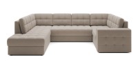 Canapé d’angle convertible MONTEZA beige gauche 299 cm avec coffre et couchage 