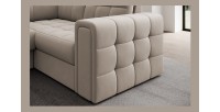 Canapé d’angle convertible MONTEZA beige gauche 299 cm avec coffre et couchage 
