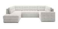 Canapé d’angle convertible MONTEZA blanc gauche 299 cm avec coffre et couchage 