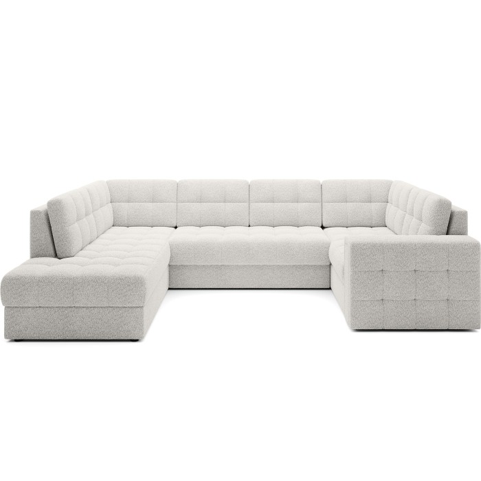 Canapé d’angle convertible MONTEZA blanc gauche 299 cm avec coffre et couchage 