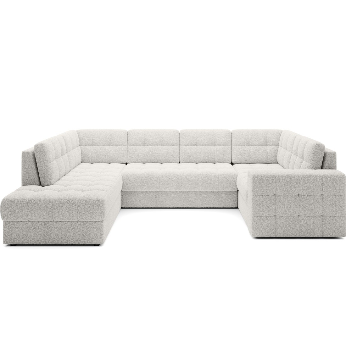 Canapé d’angle convertible MONTEZA blanc gauche 299 cm avec coffre et couchage 