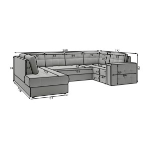 Canapé d’angle convertible MONTEZA blanc gauche 299 cm avec coffre et couchage 