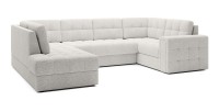 Canapé d’angle convertible MONTEZA blanc gauche 299 cm avec coffre et couchage 