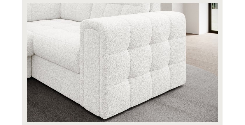 Canapé d’angle convertible MONTEZA blanc gauche 299 cm avec coffre et couchage 