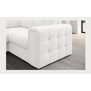 Canapé d’angle convertible MONTEZA blanc gauche 299 cm avec coffre et couchage 