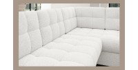 Canapé d’angle convertible MONTEZA blanc gauche 299 cm avec coffre et couchage 