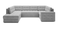 Canapé d’angle convertible MONTEZA gris gauche 299 cm avec coffre et couchage 
