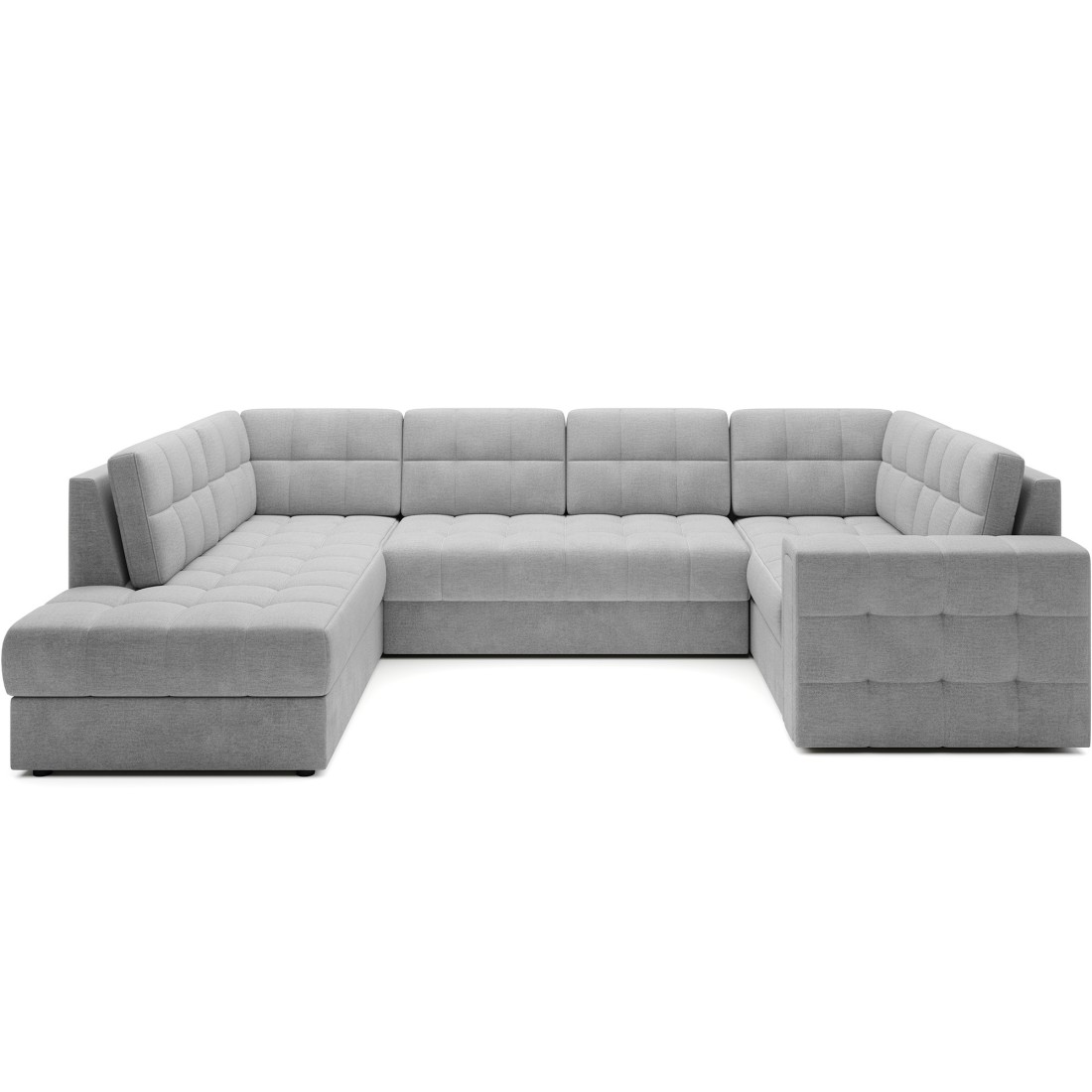 Canapé d’angle convertible MONTEZA gris gauche 299 cm avec coffre et couchage 